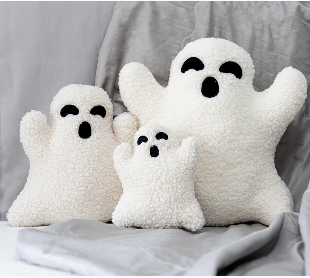 Ghost Pillow, Halloween Bedding - Ghost-Shaped Throw Pillow (7.9 inches)