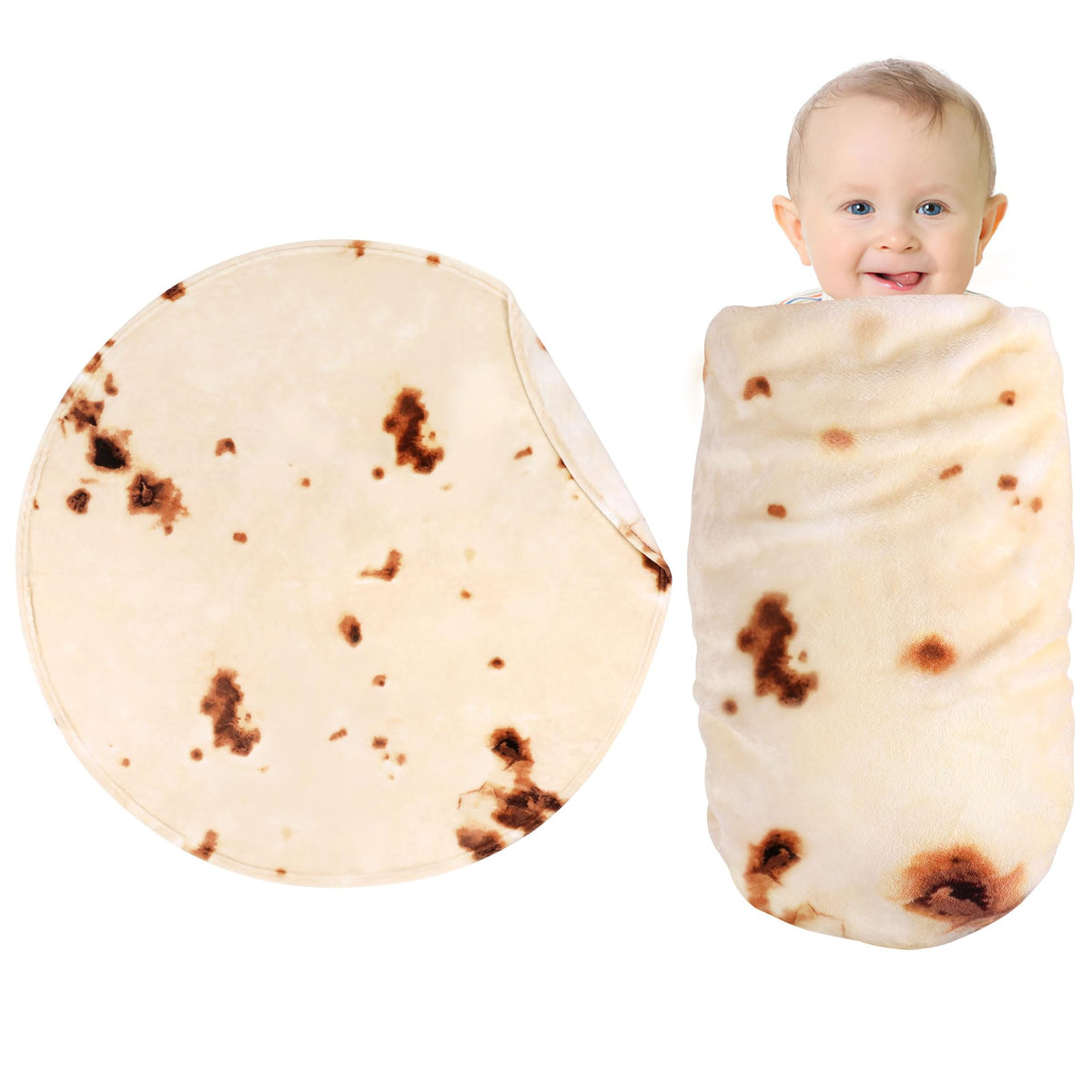 SeaRoomy Burrito Tortilla Blanket, Funny Food Throw Blanket, Round 47inches