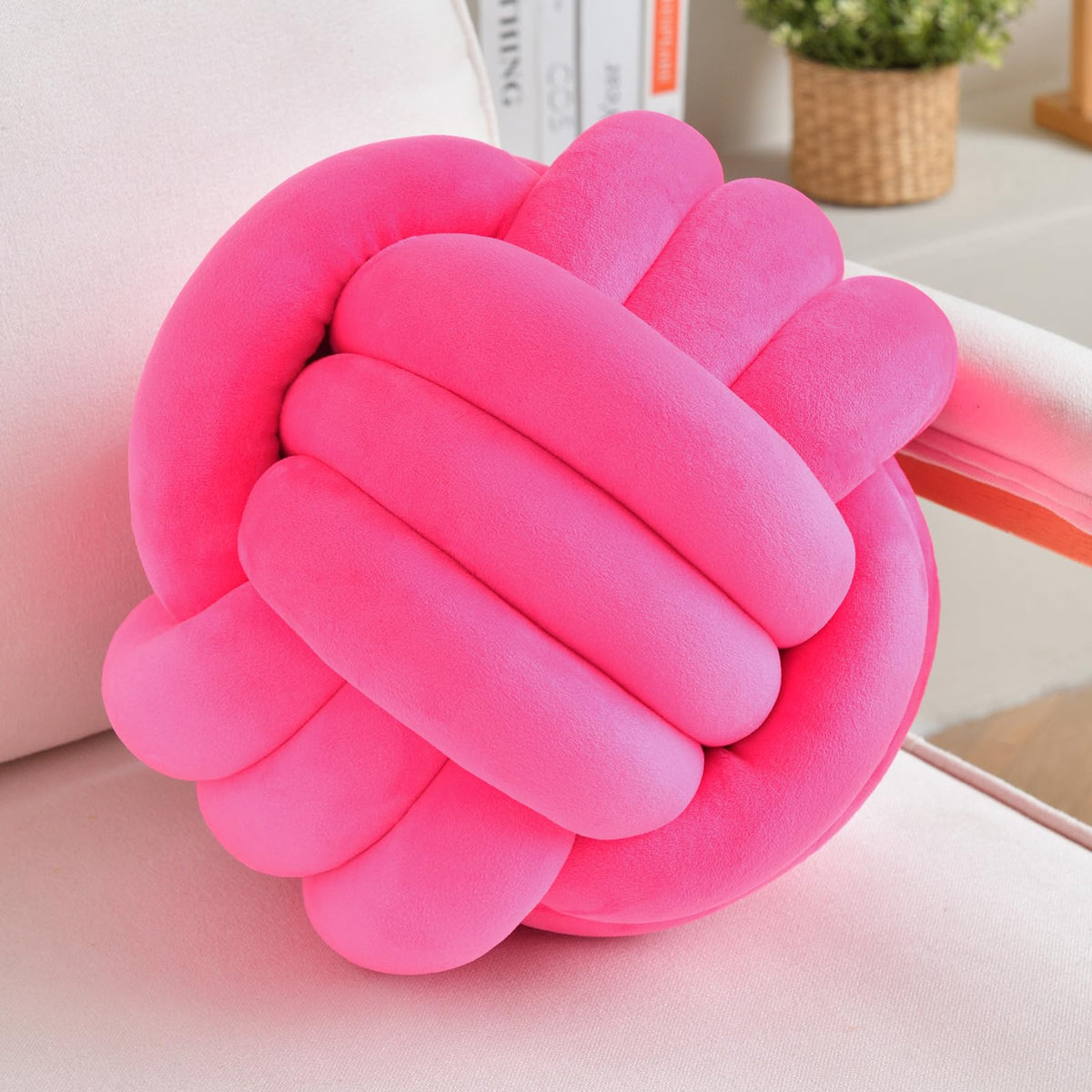 LUSJNGE Knot Pillow Ball Pink Throw Pillow 8 Inch Small Decorative Pillows