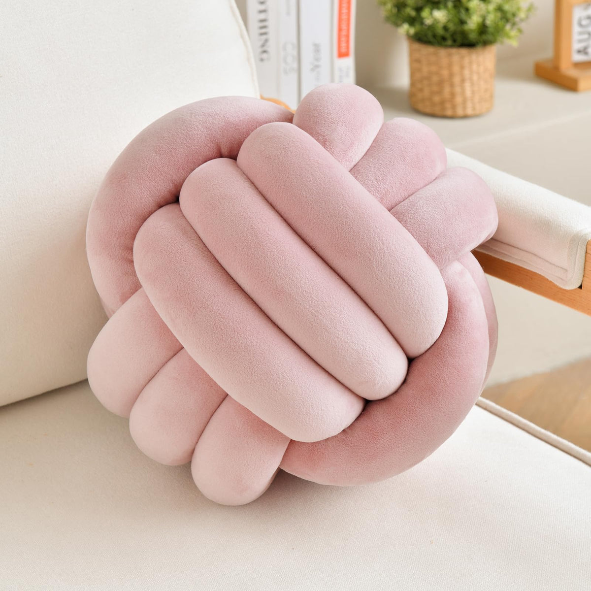 LUSJNGE Knot Pillow Ball Pink Throw Pillow 8 Inch Small Decorative Pillows
