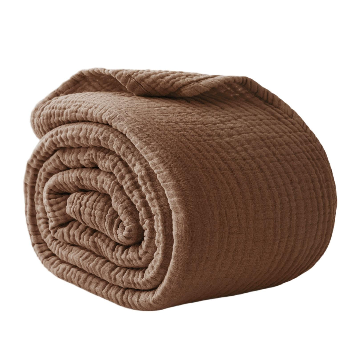 100% Cotton Muslin Blanket for Adults, 6-Layer Large Throw, Beige Linen