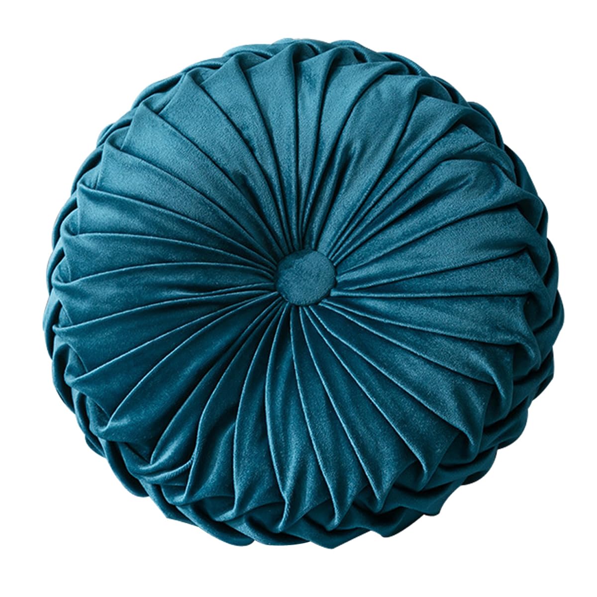 HLOVME Round Velvet Pillow for Couch Small Handmade Decorative Throw Pillow for Bed Bedroom 13.7” Wine Red