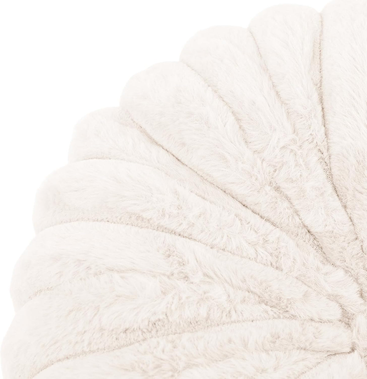 vctops Round Throw Pillow Soft Faux Fur Decorative Pillow Small Pumpkin Throw Pillow Cushion for Living Room Sofa Bed (White,13.7" Diameter)