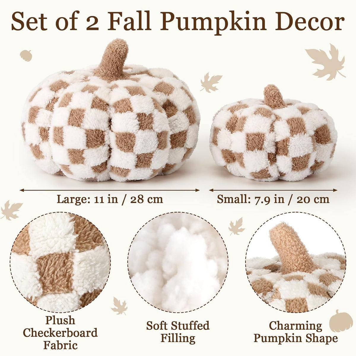 2 Pcs Fall Pumpkin Throw Pillows 11" and 7.9", Decorative Pumpkin Pillows