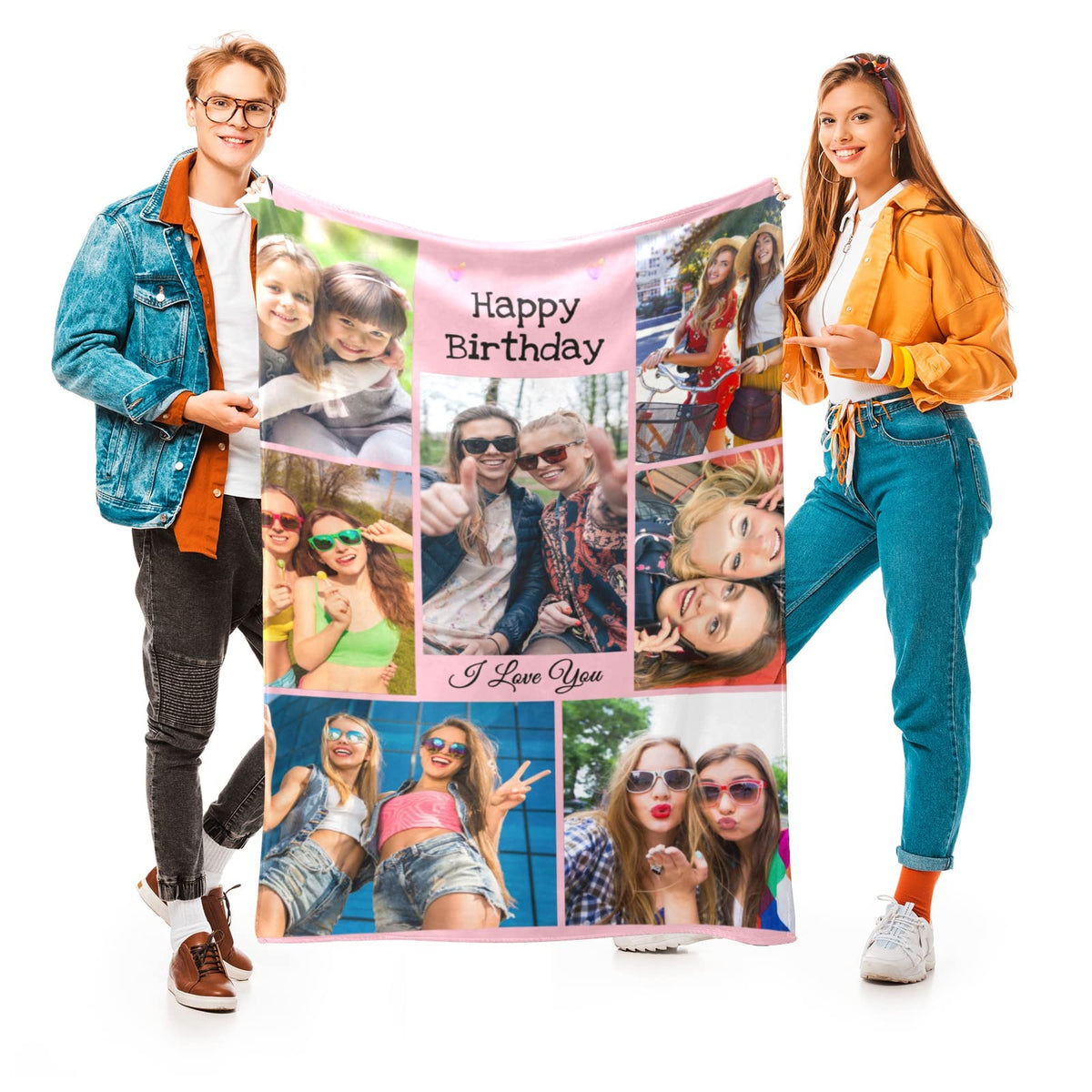Printwoo Custom Blanket with Picture Customized Thow Blankets Personalized Blanket Customizable Blanket Photo Blankets Customize Gifts for Girlfriend Boyfriend Wife Husband Mom Couple