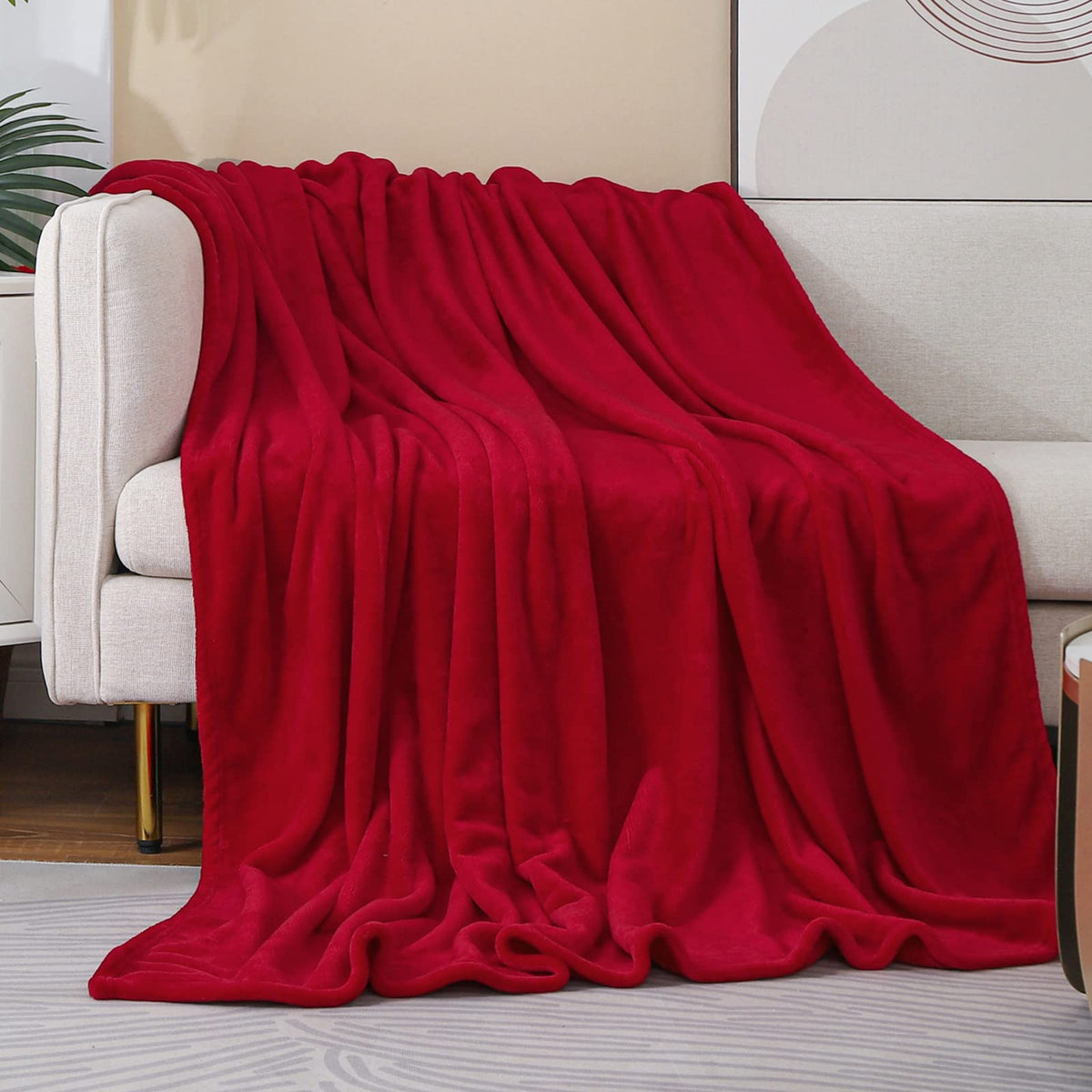 Fleece Plush Throw Blanket Navy Blue 50"x60"for Couch Fuzzy Cozy Flannel