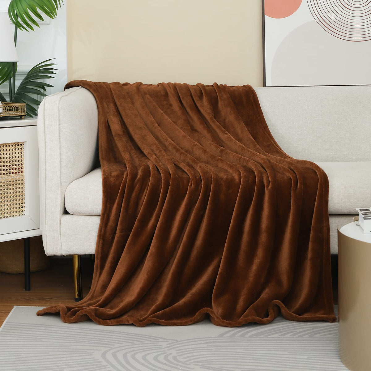 Fleece Plush Throw Blanket Navy Blue 50"x60"for Couch Fuzzy Cozy Flannel