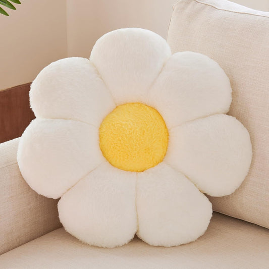 Xuyier Flower Decorative Throw Cute Daisy Pillow, White, 14.9 Inches