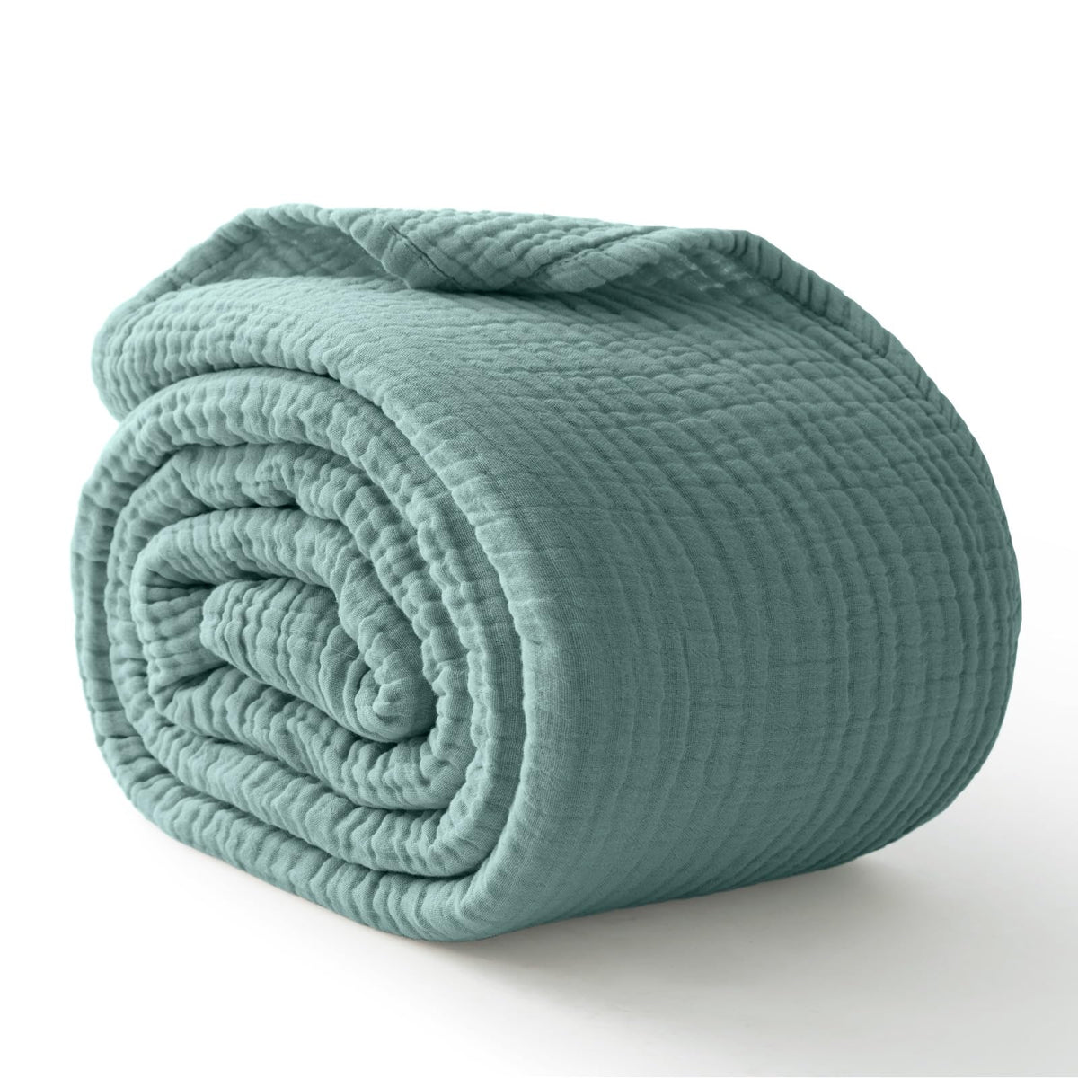 100% Cotton Muslin Blanket for Adults, 6-Layer Large Throw, Beige Linen