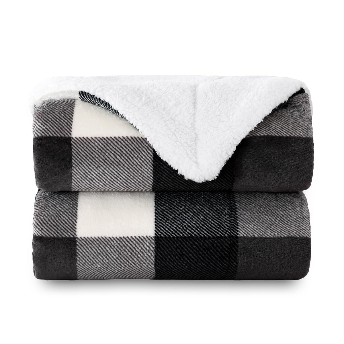 SOCHOW Buffalo Plaid Sherpa Fleece Throw Blanket, 50 x 60 inches, Orange