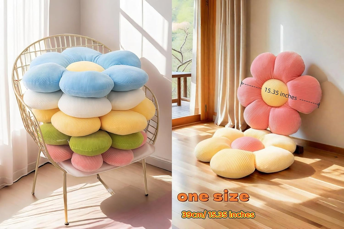 2Pcs Flower Pillows Cute Decorative Throw Pillows, 15.35"