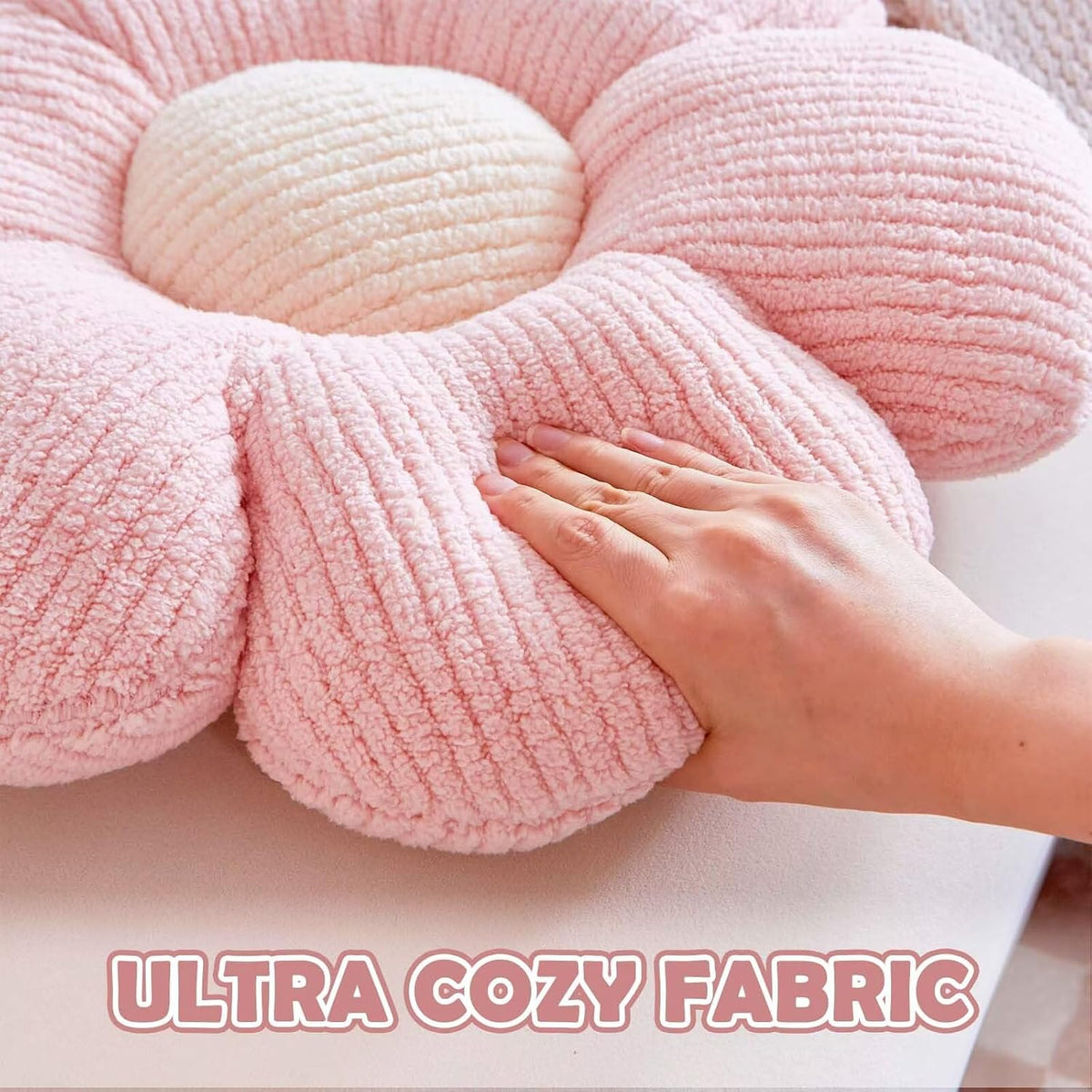 Flower Pillow, Light Pink Flower Decorative Throw Pillows for Bed Couch, Aesthetic Home Decor Cute 14.9" Daisy Floral Shaped Plush Pillow Floor Seat Cushion