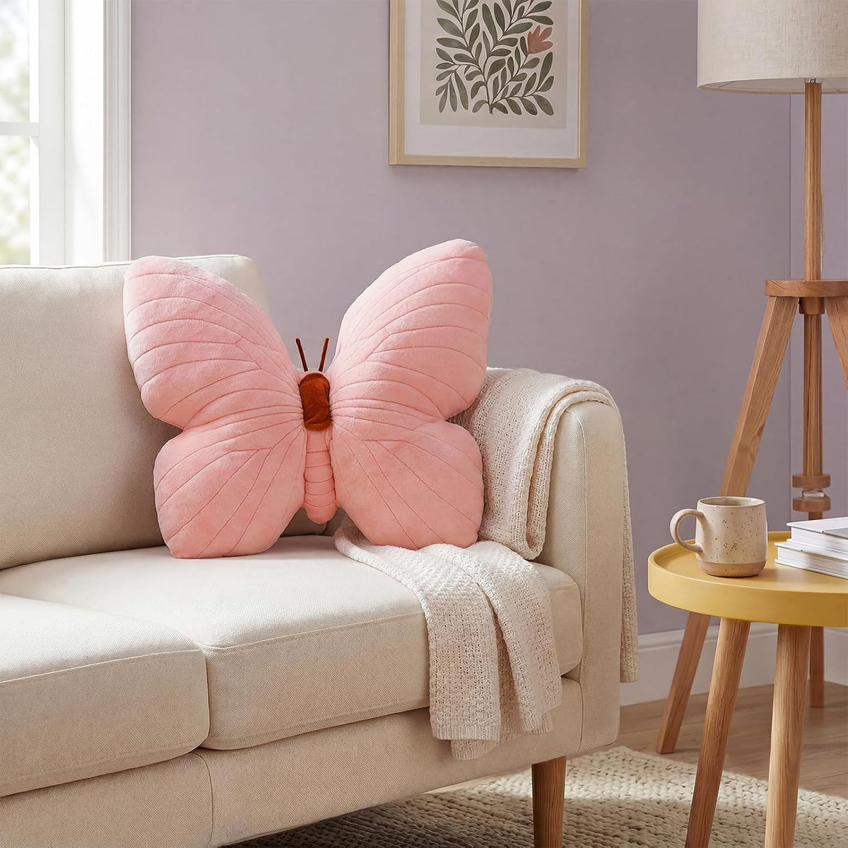 PEACH CAT Butterfly Pillow Decorative Butterfly Shaped Throw Pillows 15.7" x 15.7" Cute Plush Cushion Decor for Bedroom Living Room Sofa Couch Pink