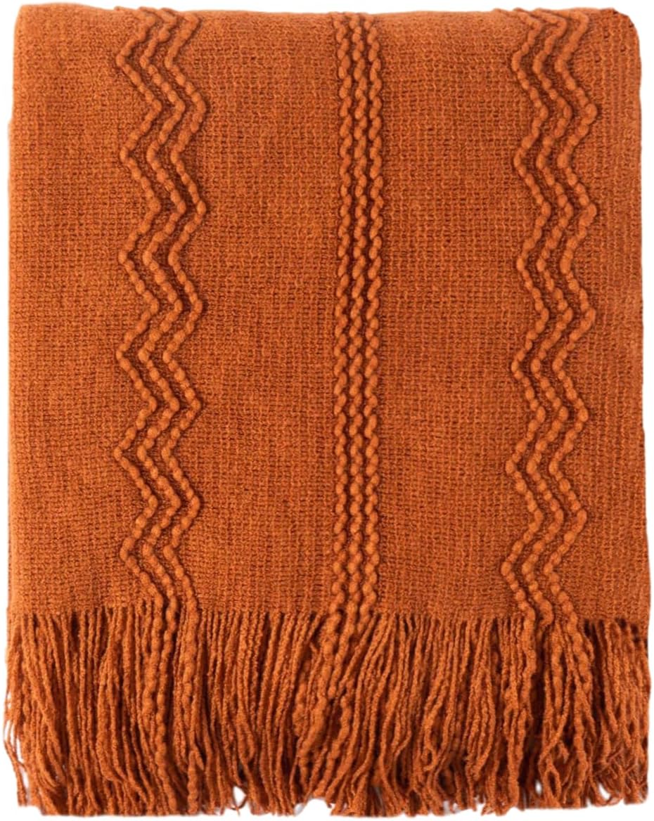 BATTILO HOME Rust Throw Blanket for Couch, 50"x60"