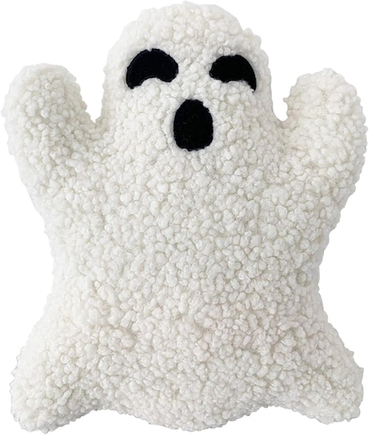 Ghost Pillow, Halloween Bedding - Ghost-Shaped Throw Pillow (7.9 inches)