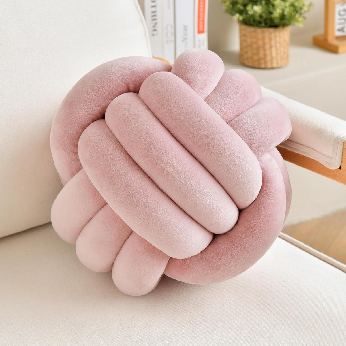 LUSJNGE Knot Pillow Ball Pink Throw Pillow 8 Inch Small Decorative Pillows