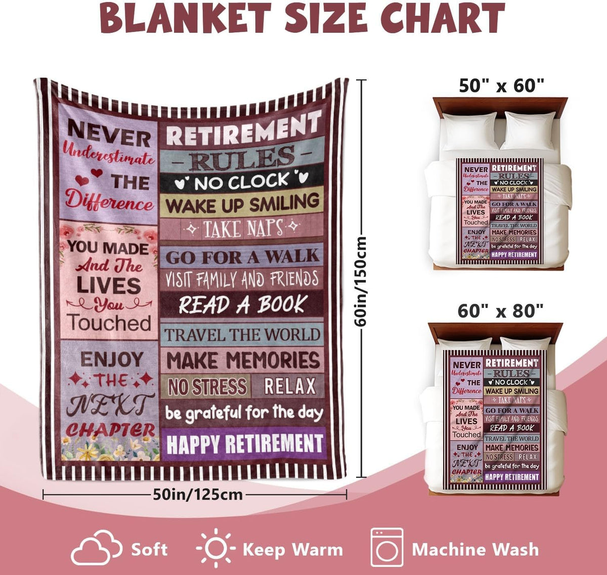 Retirement Gift for Woman or Men, Retirement Blanket for Women 50"X60"