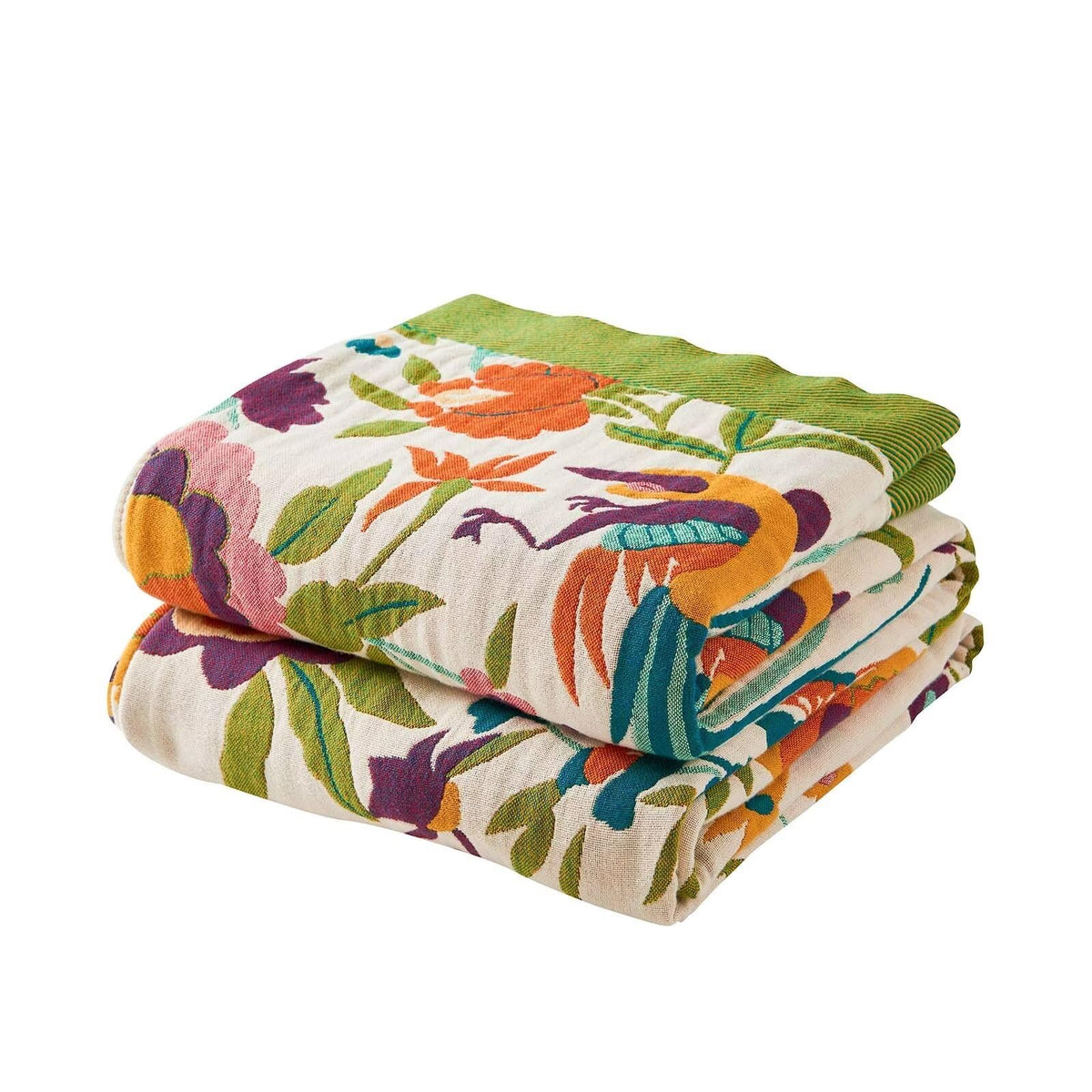 XIBLC Boho Throw Blanket, 100% Cotton Ultra Soft Luxury Throw Rustic Quilt, 50"x60" Floral Bird Butterfly Farmhouse Decor Bed Blankets, All Season Rustic Reversible Bohemian Throw for Bed - Yellow