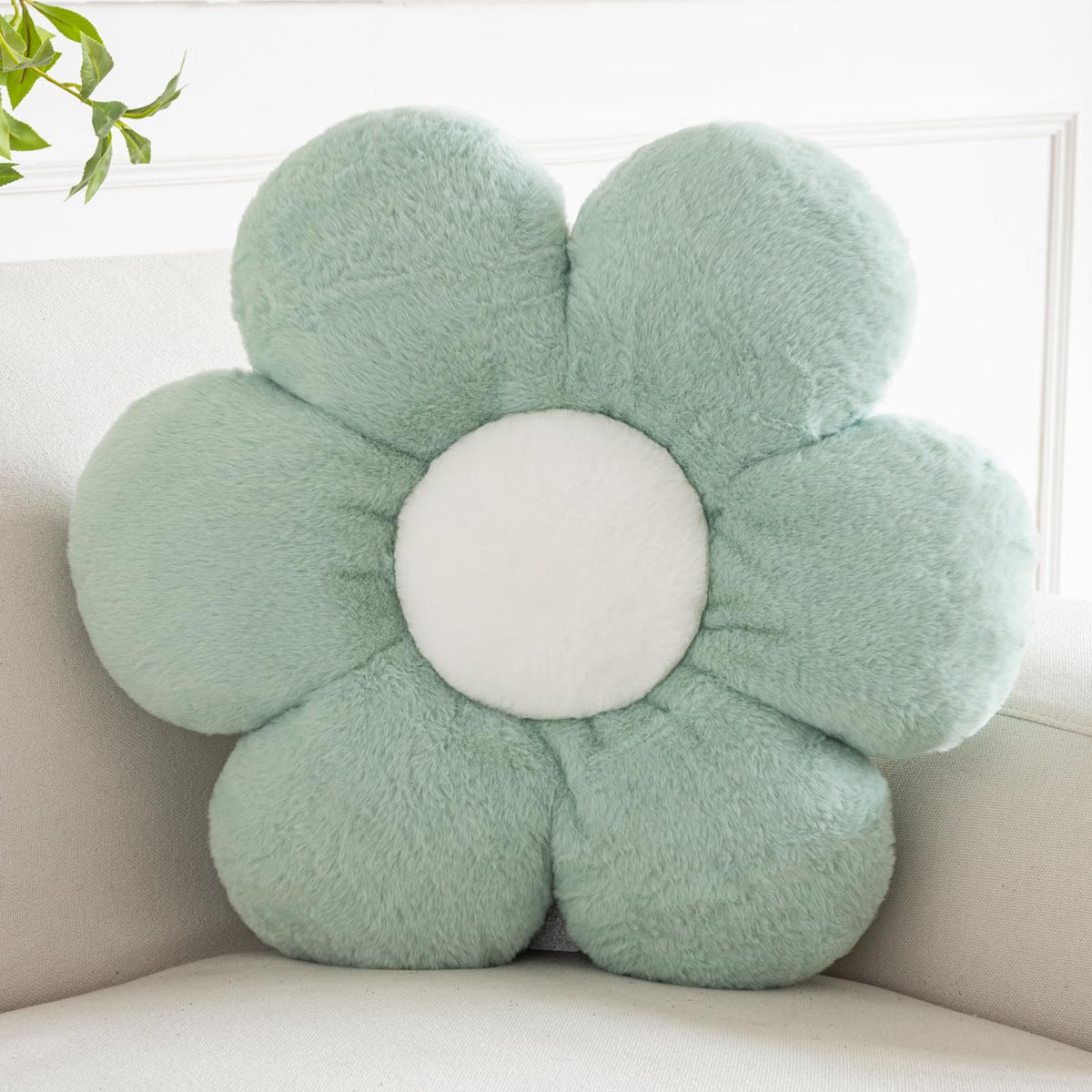 Flower Pillows, Decorative Pillows for Couch, Cute Daisy Pillow for Bed, Flower Shaped Decorative Throw Pillow Room Decor (White, 14.9 Inches)