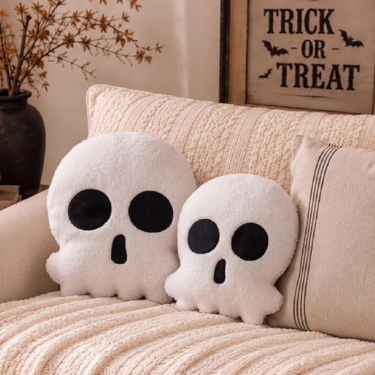 Wonderjune 2 Pcs Halloween Skull Skeleton Pillows, Black and White Gothic