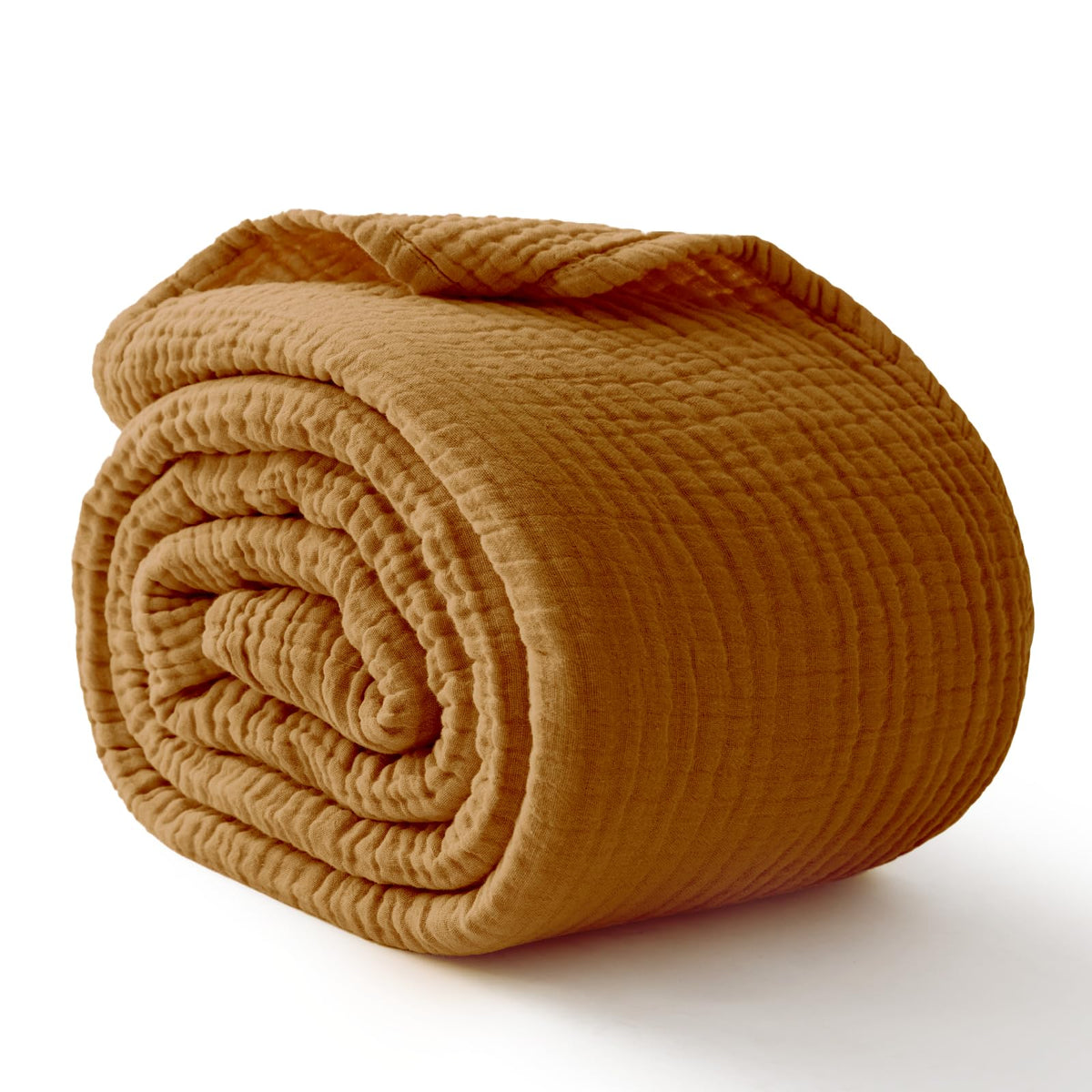 100% Cotton Muslin Blanket for Adults, 6-Layer Large Throw, Beige Linen