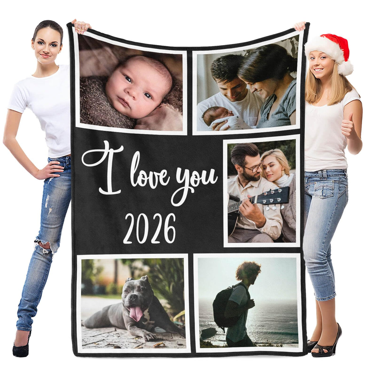 inkArts Custom Blanket with Photo, Personalized Blanket, Customized Photo Blankets, Customizable Picture Blankets, Anniversary Photo Gifts for Women Men Her Him Girlfriend Boyfriend Wife Husband