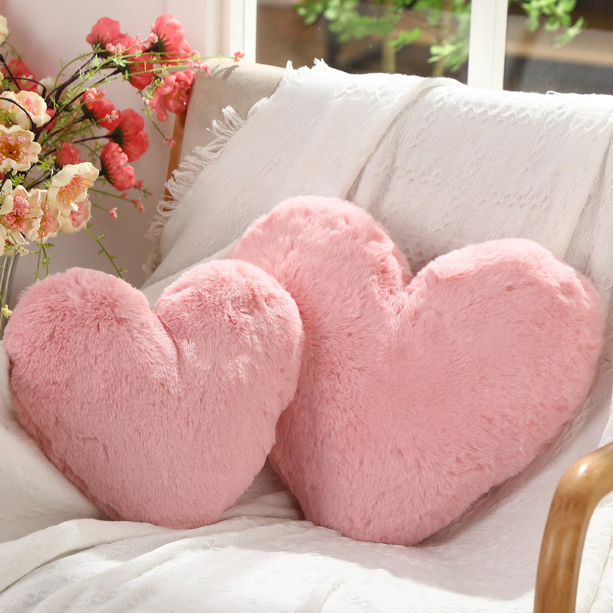 Marsui 2 Pcs Heart Pillows, Royal Purple, 11.81 x 11.02 Inch