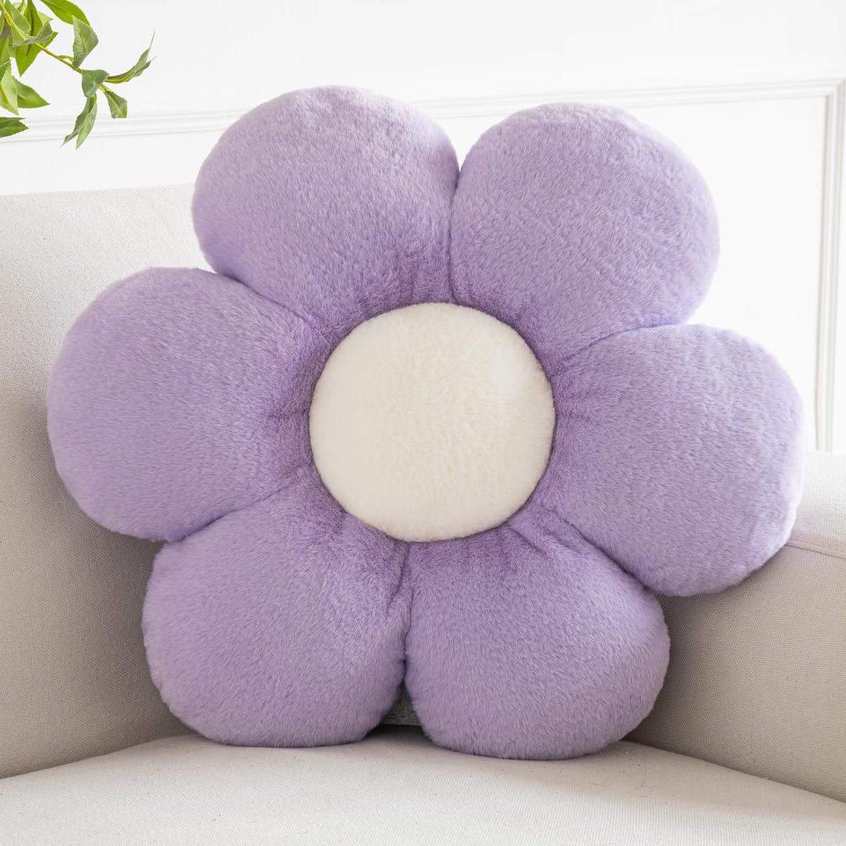 Flower Pillows, Decorative Pillows for Couch, Cute Daisy Pillow for Bed, Flower Shaped Decorative Throw Pillow Room Decor (White, 14.9 Inches)