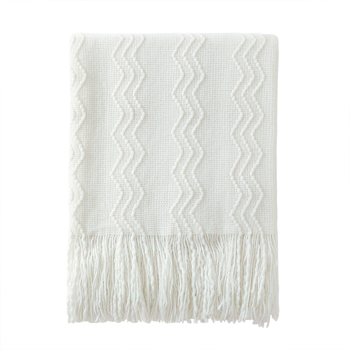 BOURINA Beige Throw Blanket 50x60 Inch Boho Knitted Soft Throw Sofa Blanket