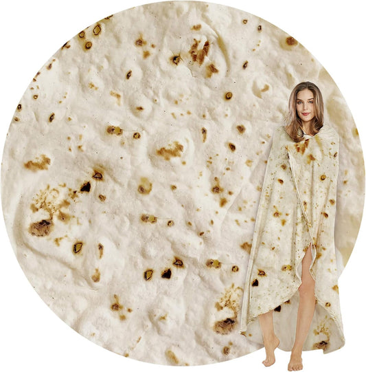 SeaRoomy Burrito Tortilla Blanket, Funny Food Throw Blanket, Round 47inches