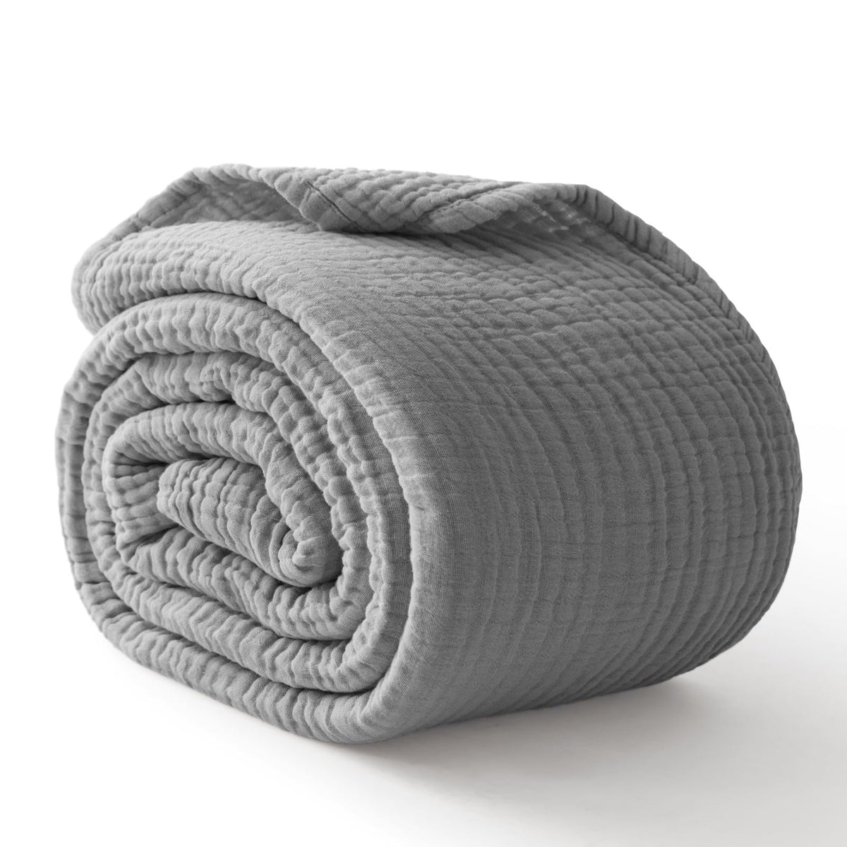 100% Cotton Muslin Blanket for Adults, 6-Layer Large Throw, Beige Linen