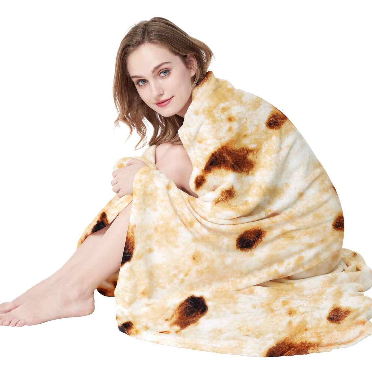 LetsFunny Burrito Tortilla Throw Blanket, Funny Realistic Food Blanket,47in