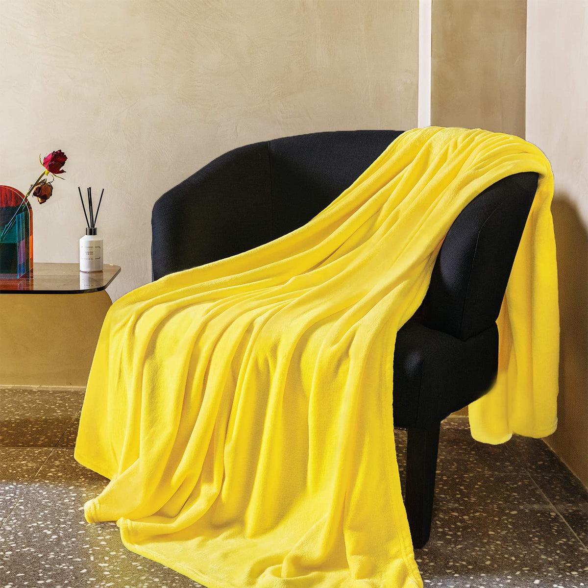 Fleece Plush Throw Blanket Navy Blue 50"x60"for Couch Fuzzy Cozy Flannel