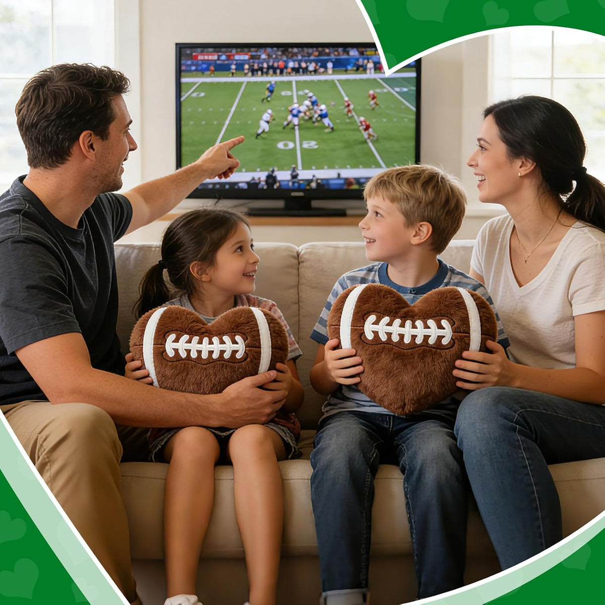 2Pcs 11" Fluffy Football Throw Pillow for Game Day Sofa Car Decor