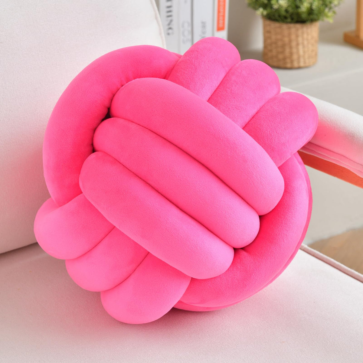 LUSJNGE Knot Pillow Ball Pink Throw Pillow 8 Inch Small Decorative Pillows