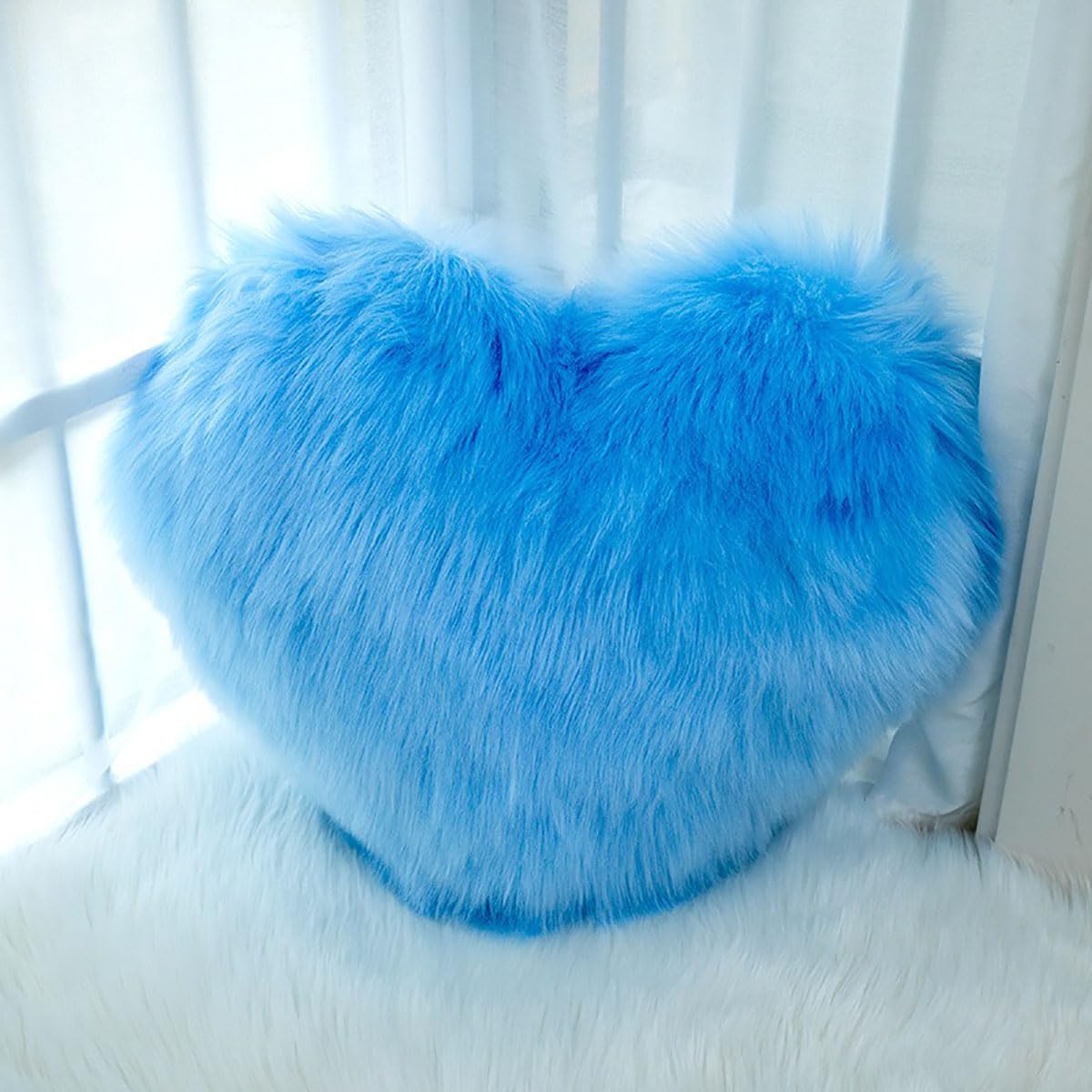 Fluffy Heart-Shaped Pillow, Sofa Bed Decoration, Pillow Decoration, Room Pillow (Pink, 11.81inch X 15.74inch)