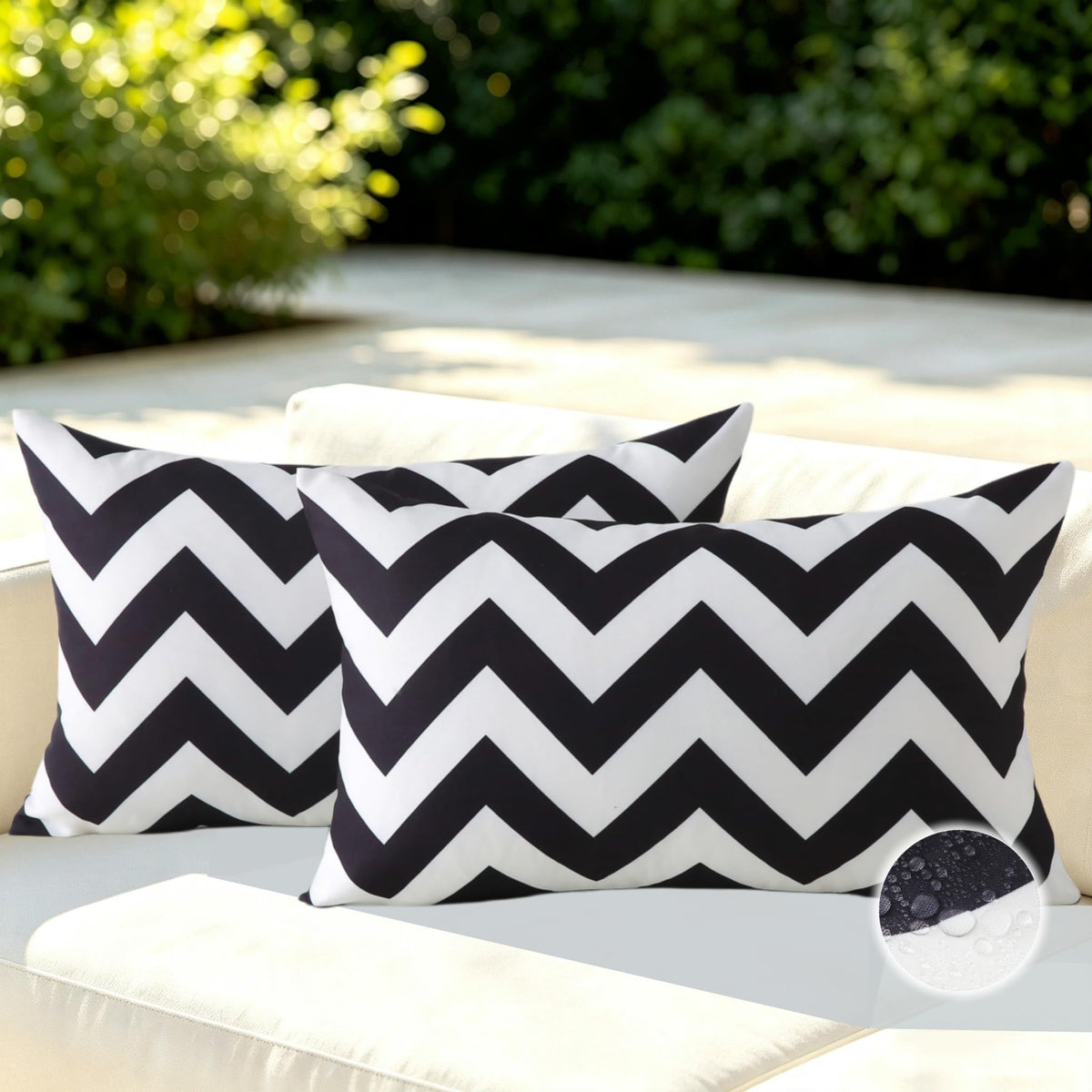 Outdoor Throw Pillows with Inserts, Pack of 2 Waterproof Decorative Garden Cushion for Patio Furniture Garden Couch Sofa Home