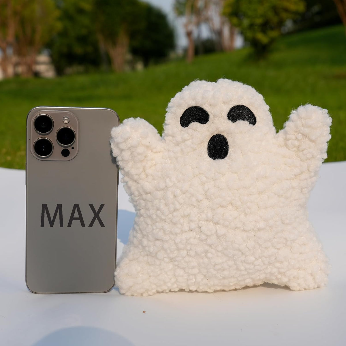Ghost Pillow, Halloween Bedding - Ghost-Shaped Throw Pillow (7.9 inches)