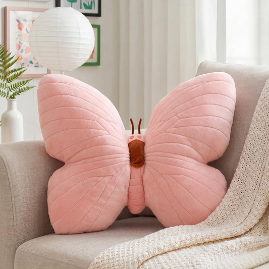 PEACH CAT Butterfly Pillow Decorative Butterfly Shaped Throw Pillows 15.7" x 15.7" Cute Plush Cushion Decor for Bedroom Living Room Sofa Couch Pink