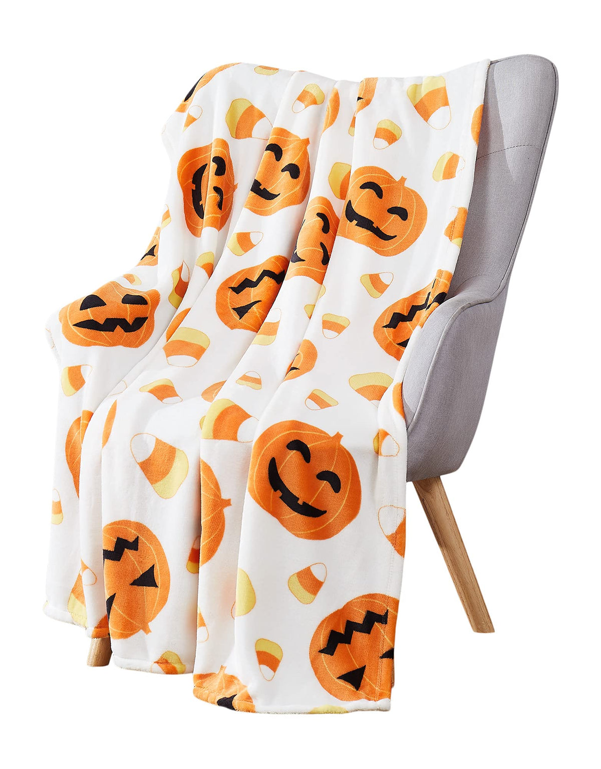 Halloween Fleece Throw Blanket, Black Bats on Gray, 50"x70" Oversized