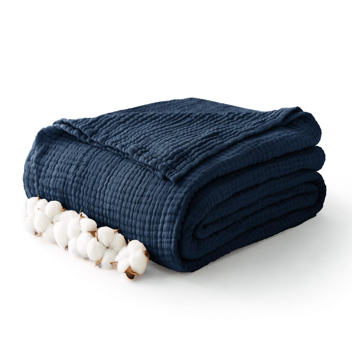 100% Cotton Muslin Blanket for Adults, 6-Layer Large Throw, Beige Linen