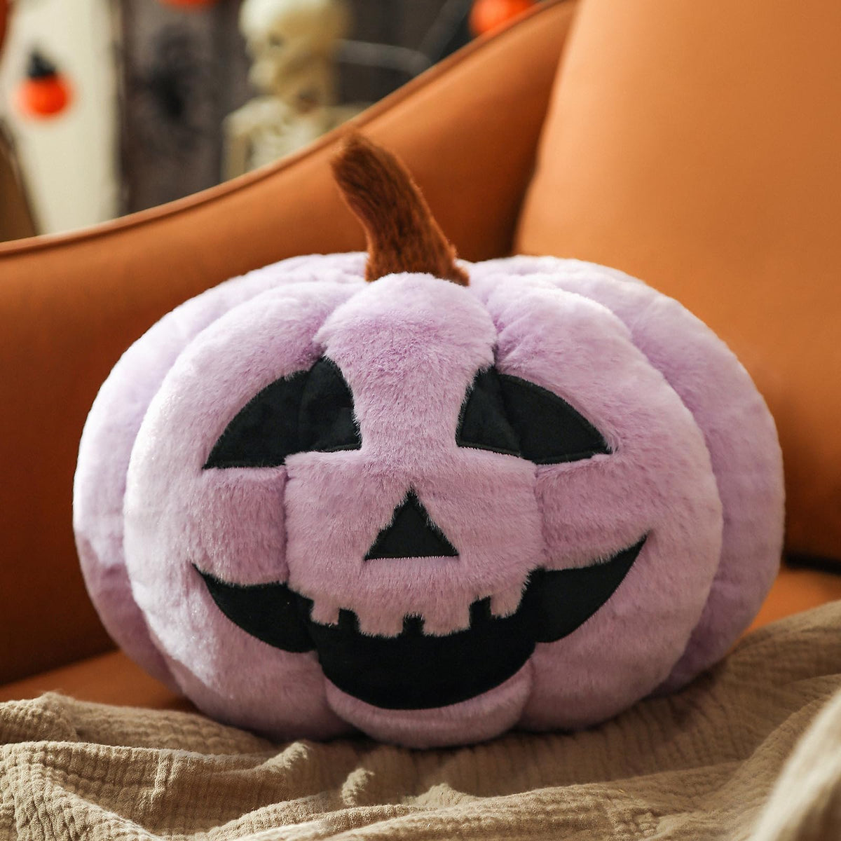 YRXRUS Ghost Pillows, Halloween Ghost Shaped Throw Pillows, Boo Purple Witch Hat Pillow Halloween Decor Gifts, 13x17 Inches Soft Faux Rabbit Fur Cushion