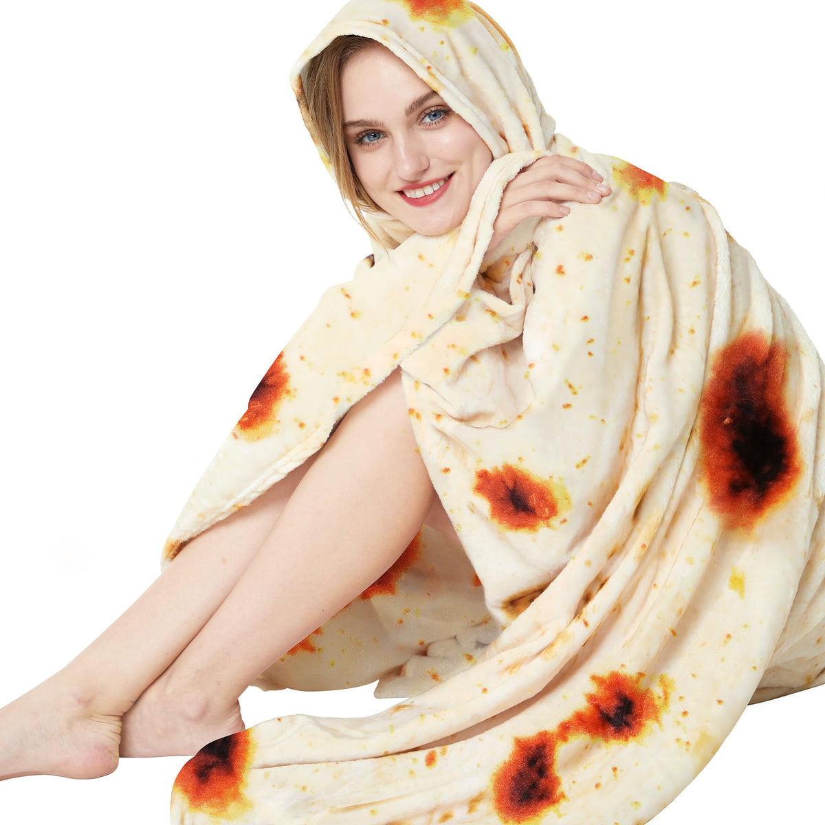 LetsFunny Burrito Tortilla Throw Blanket, Funny Realistic Food Blanket,47in