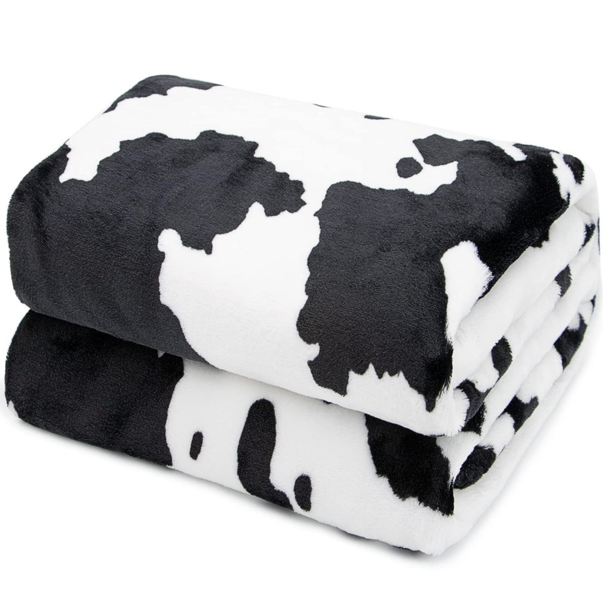 Cow Print Blanket Warm Plush Cute Black Cow Throw Blanket Soft Fleece Flannel Lightweight Throw Blankets Sofa Couch Bed Travel Cow Bedding Room Decor for Kids Teens Adults 40"x50"