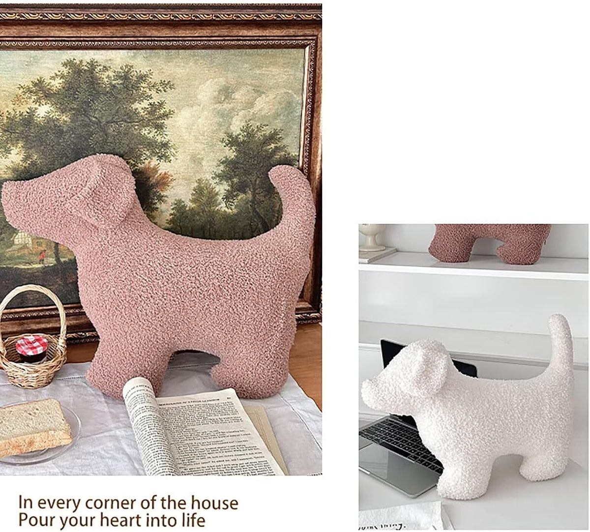 Animals Shaped Throw Pillow for Bed,Home Decorative Pillows for Bedroom Aesthetic,Soft Dog Pillow for Couch,Handmade Living Room Throw Pillow