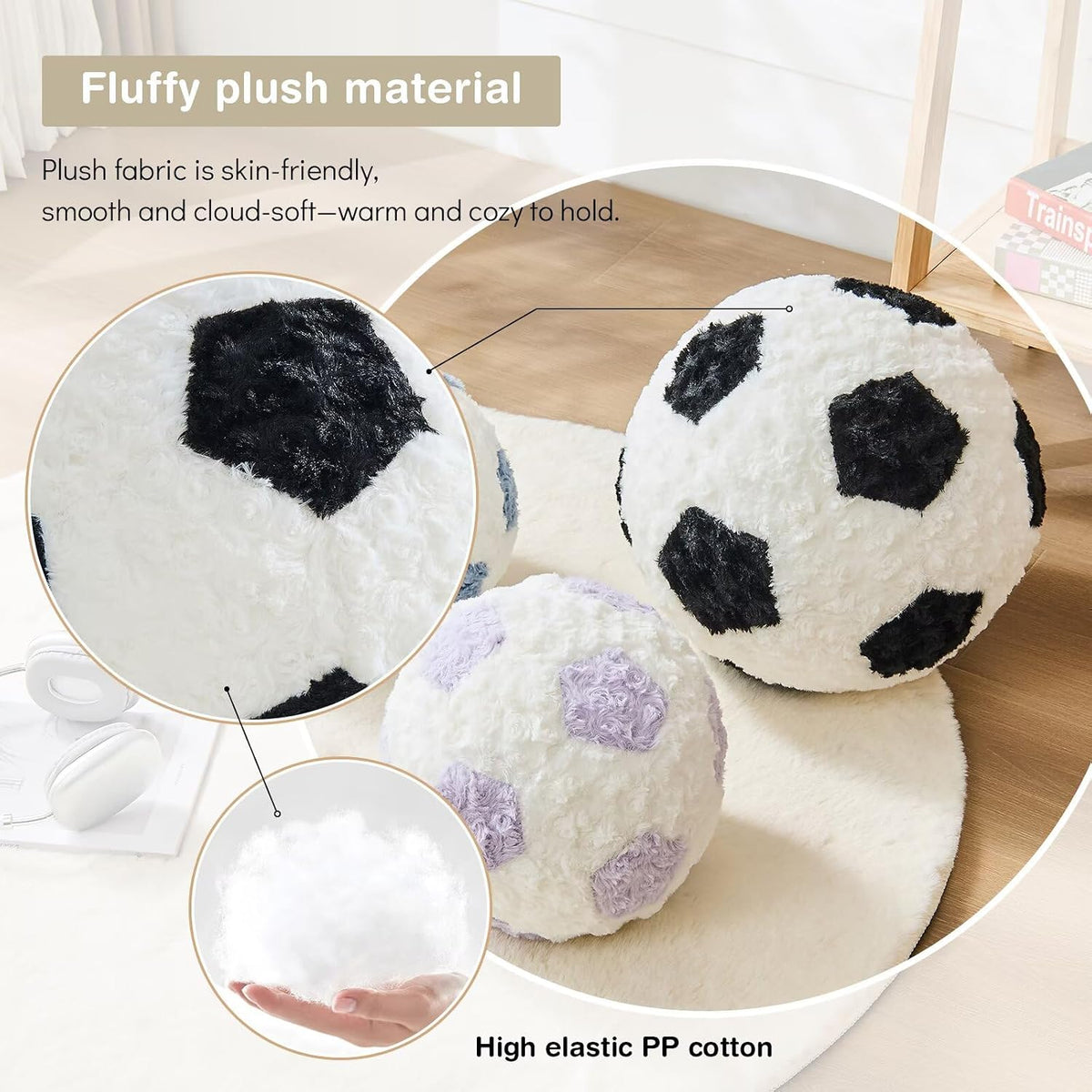 Soccer Throw Pillow Black Round Football Ball Pillow Soccer Plush Pillows Aesthetic Home Decor Soccer Ball Decorative Pillow Soft Soccer Ball for Bed Couth