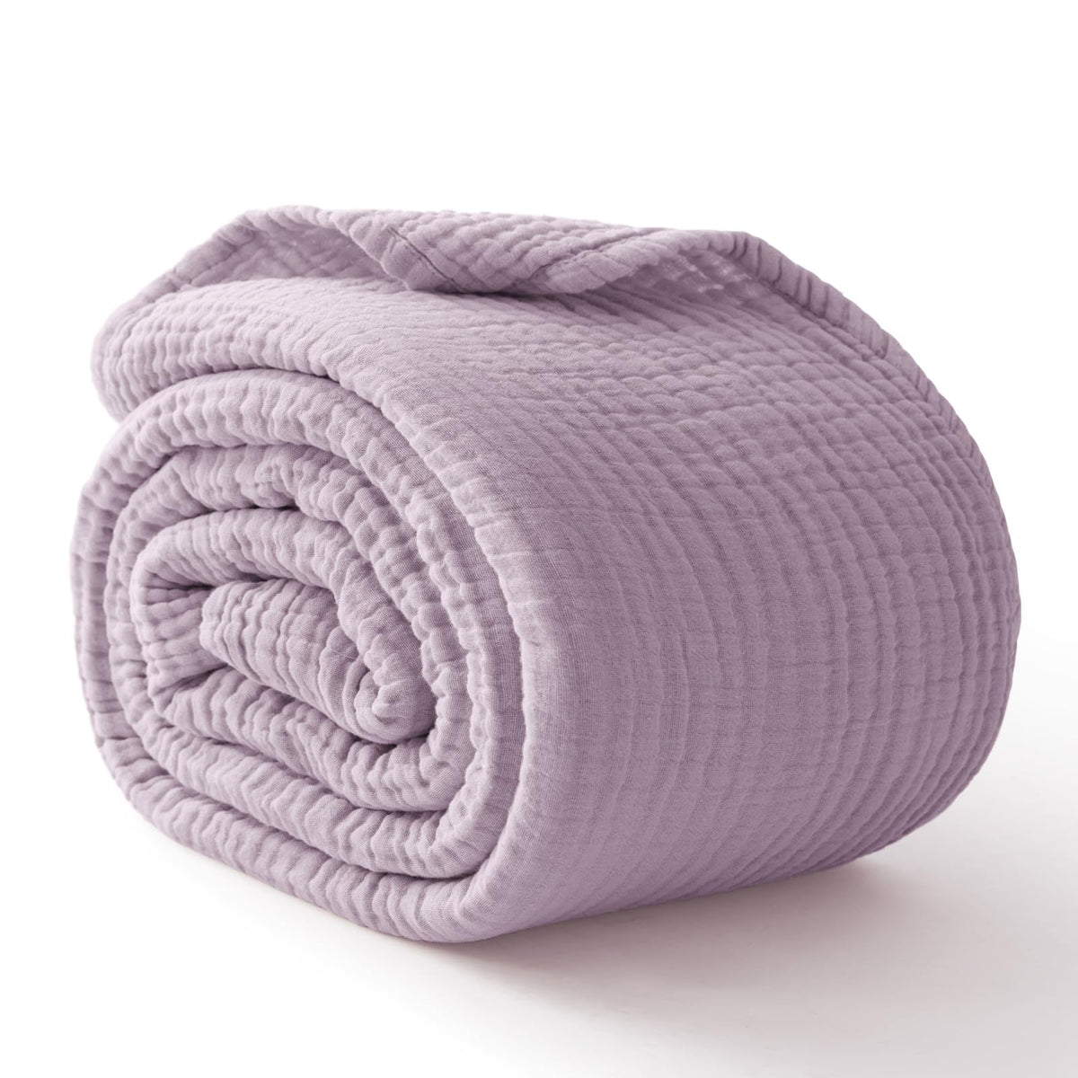 100% Cotton Muslin Blanket for Adults, 6-Layer Large Throw, Beige Linen