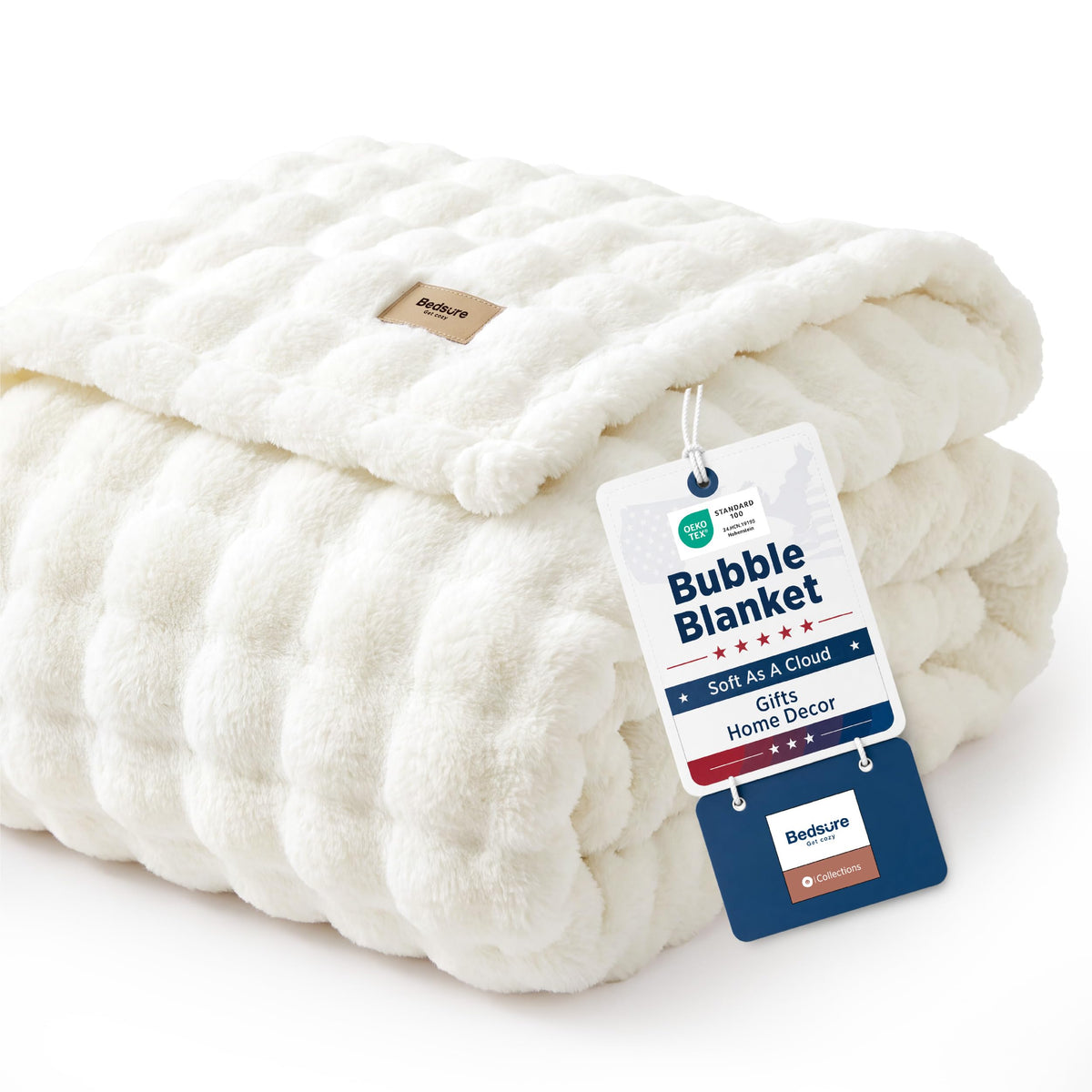 Bedsure Cloud Bubble Blanket, Soft Cozy Throw, Off White, 50"×60"