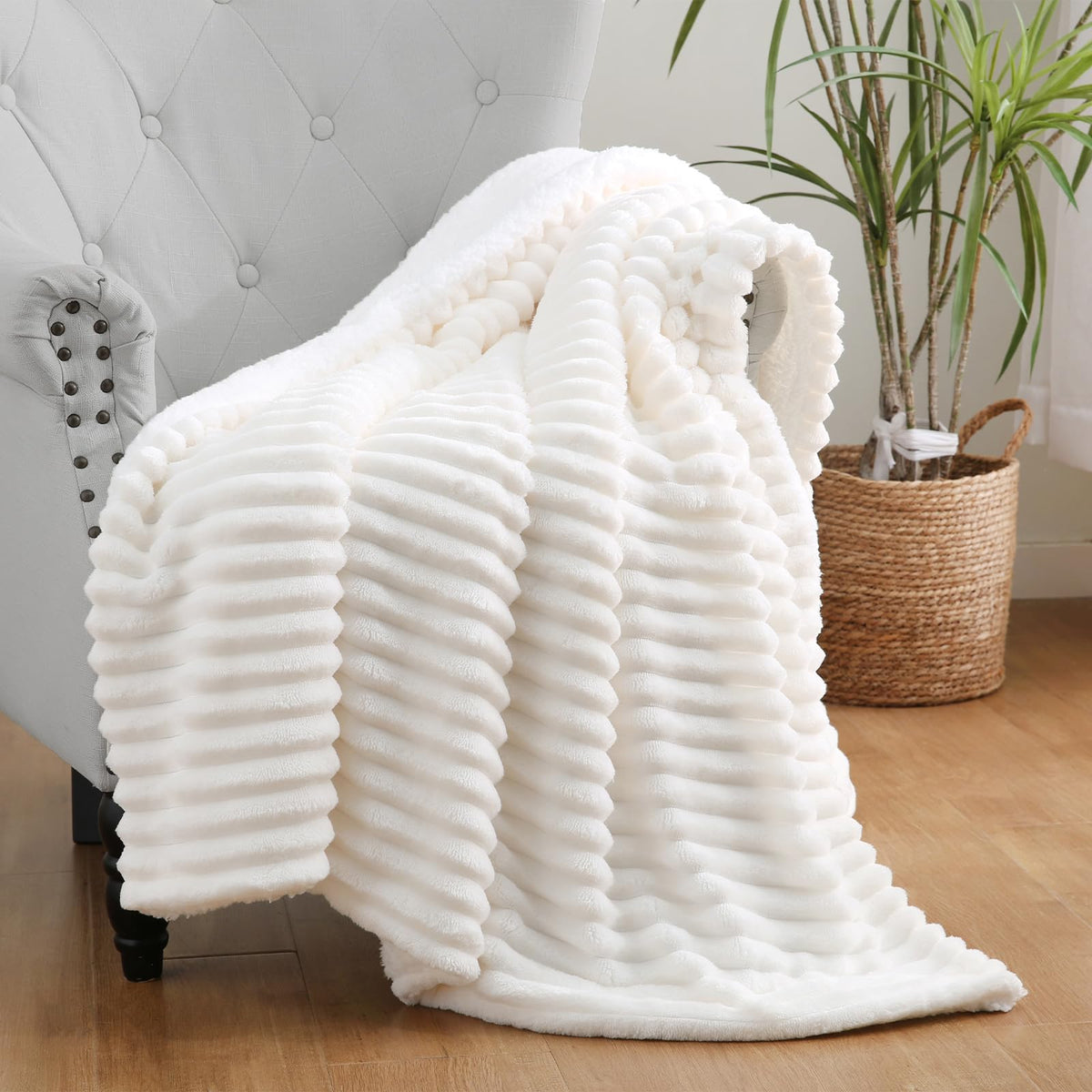 Burnt Orange Sherpa Fleece Throw Blanket 50”×60”Double-sided for Couch