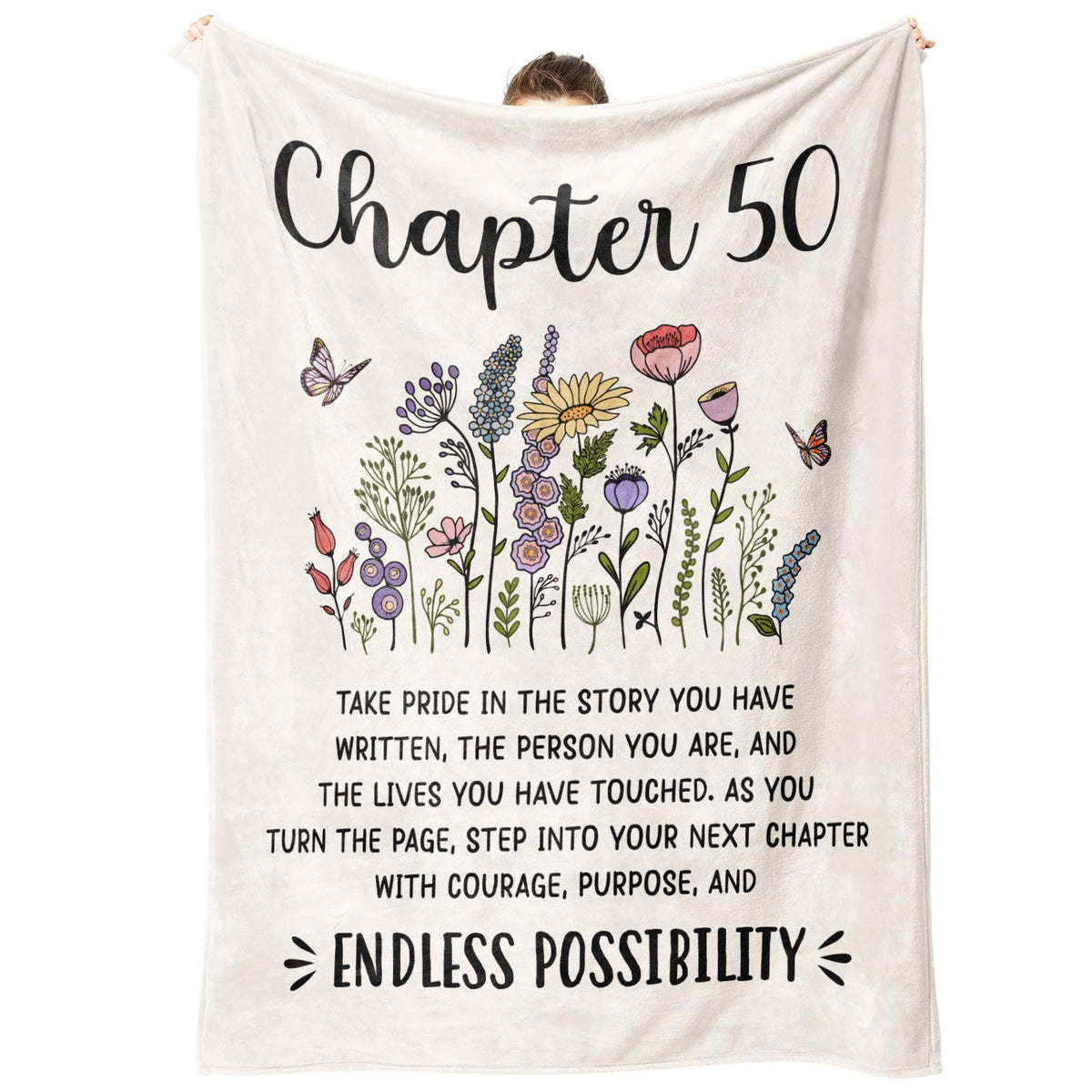 Afterprints 50th Birthday Gift for Her, Chapter 50 Birthday Blanket